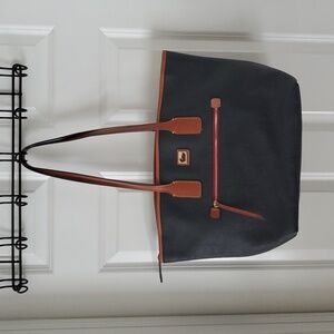 Dooney & Bourke Camden Pebbled Leather Black and Brown Tote